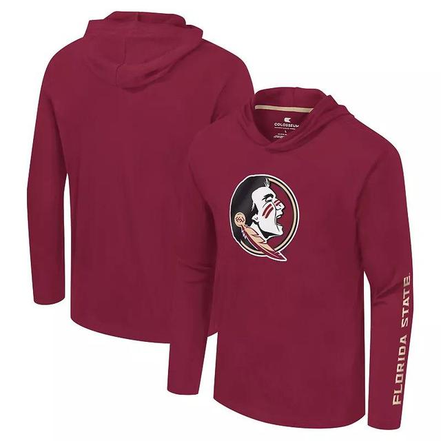 Mens Colosseum Garnet Florida State Seminoles Logo Lockup Active Blend Long Sleeve T-Shirt Hoodie Product Image