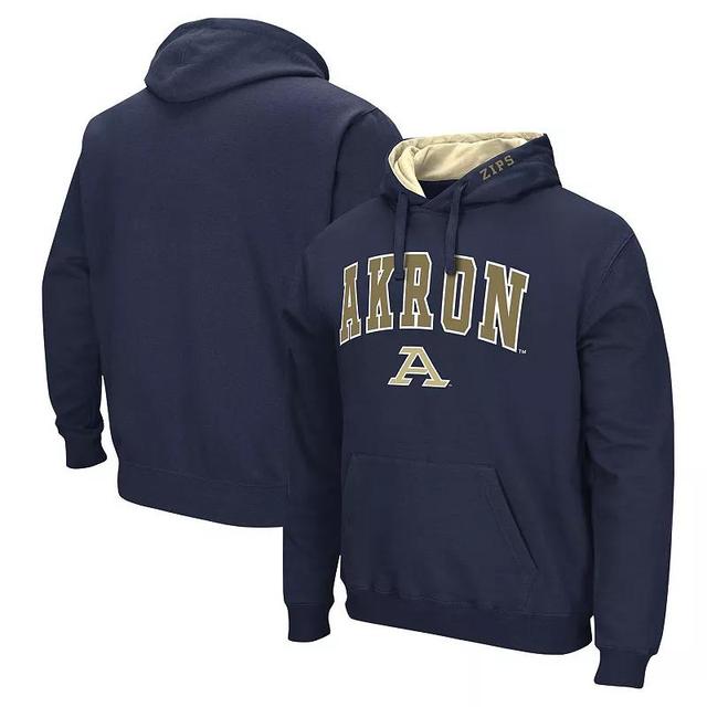 Mens Colosseum Navy Akron Zips Arch & Logo Pullover Hoodie Akr Blue Product Image