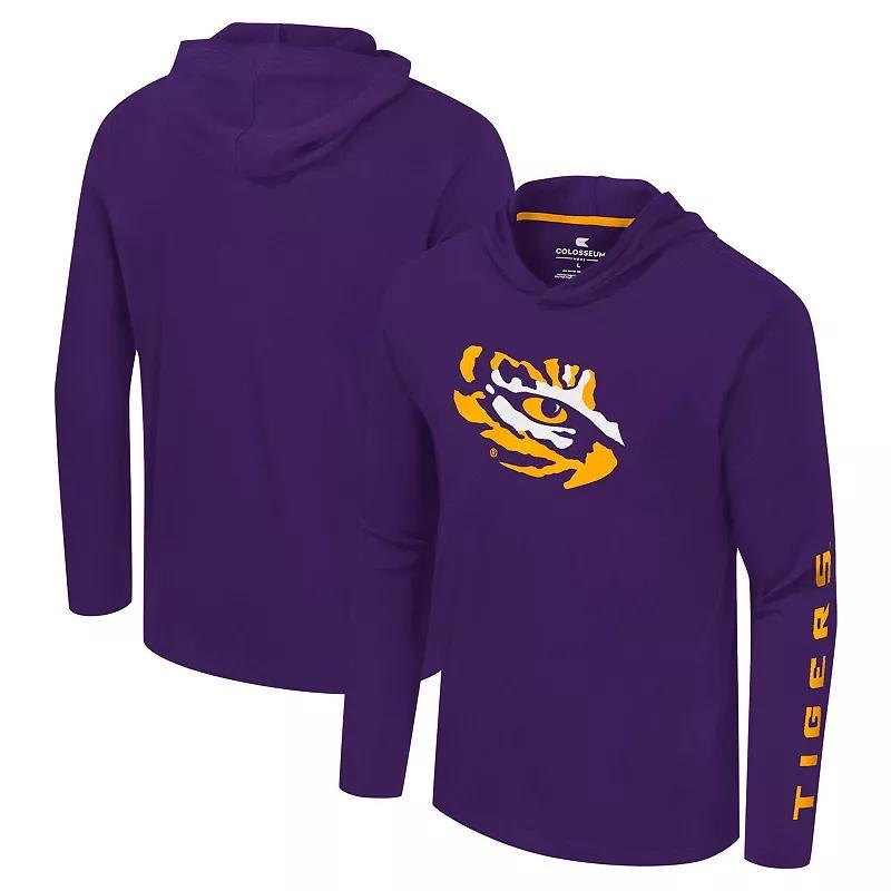 Mens Colosseum LSU Tigers Logo Lockup Active Blend Long Sleeve T-Shirt Hoodie Product Image