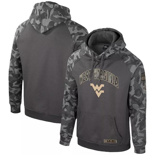 Mens Colosseum Charcoal West Virginia Mountaineers OHT Military Appreciation Camo Raglan Pullover Hoodie Grey Product Image