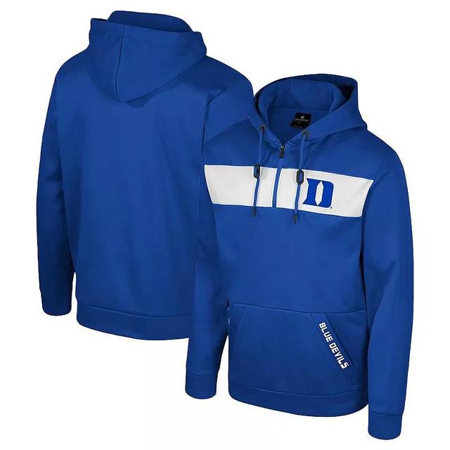 Mens Colosseum Royal Duke Devils Quarter-Zip Hoodie Product Image