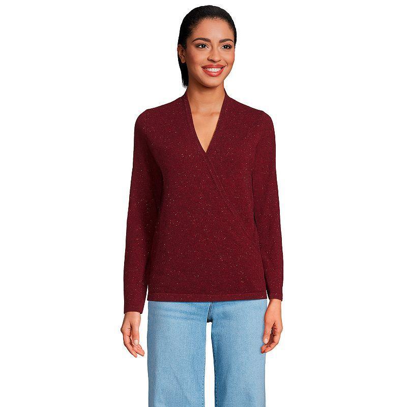 Womens Lands End Cashmere Long Sleeve Wrap Sweater product image