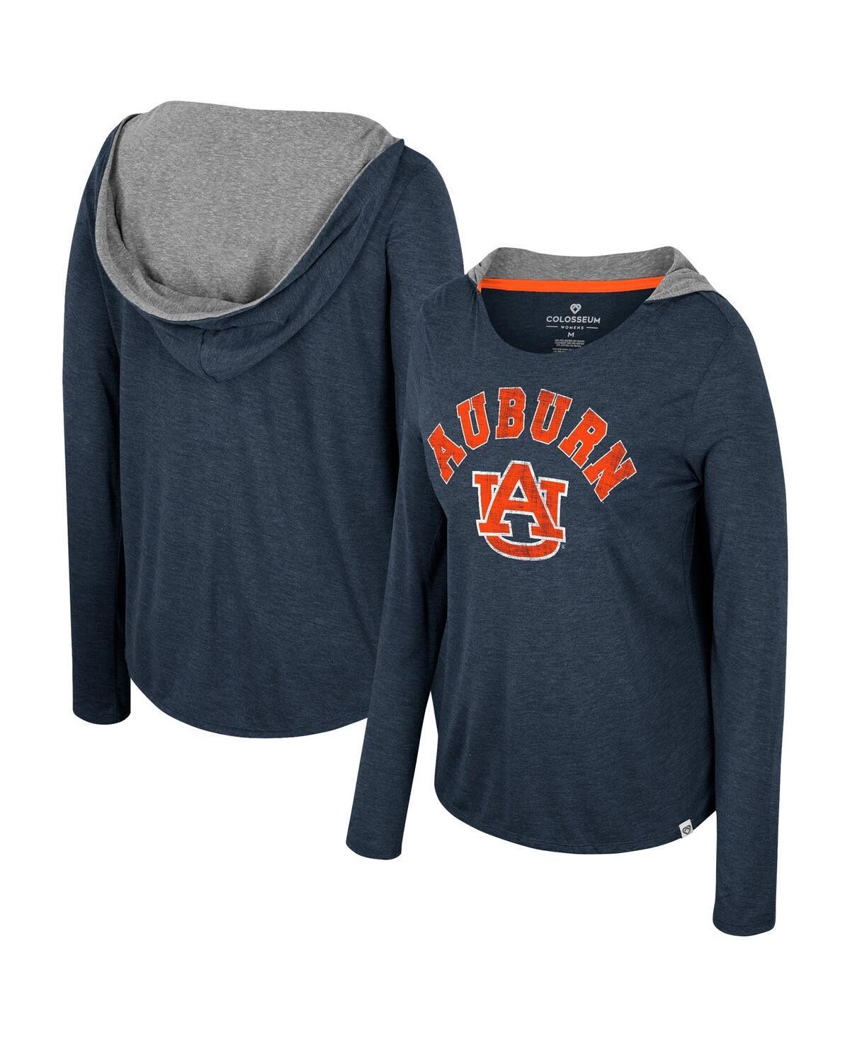 Womens Colosseum Navy Auburn Tigers Distressed Heather Long Sleeve Hoodie T-shirt Product Image