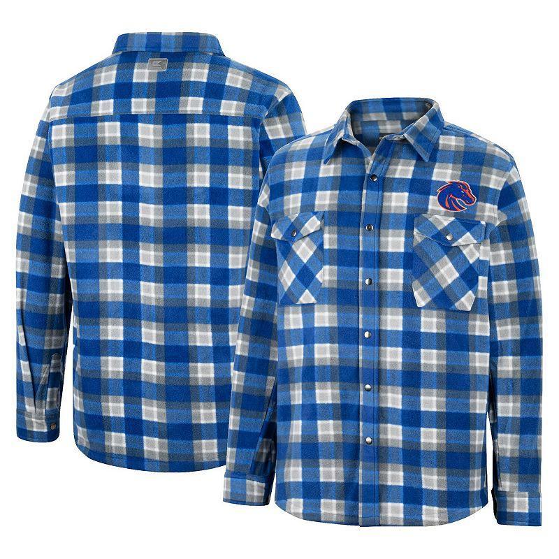 Mens Colosseum Royal/White Boise State Broncos Ellis Plaid Full-Snap Shirt Jacket Product Image