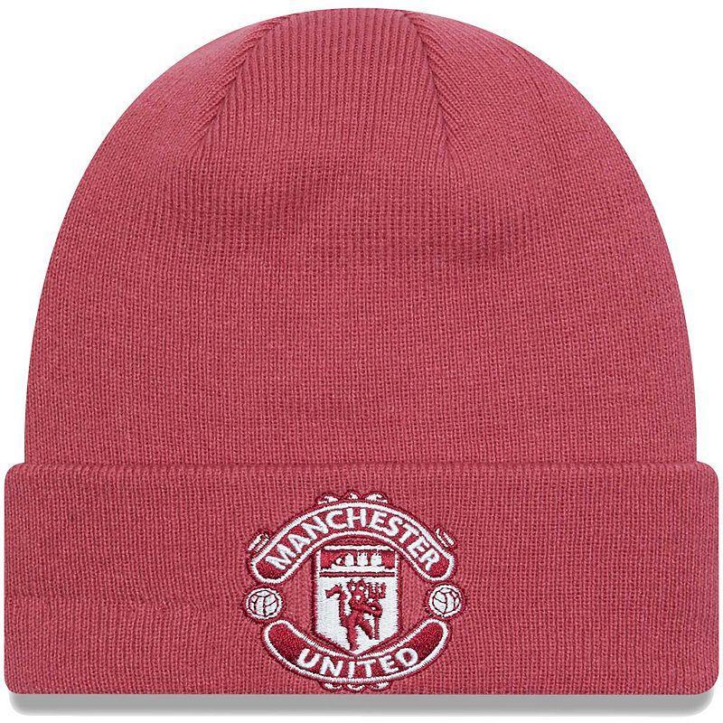 Mens New Era Pink Manchester United Seasonal Cuffed Knit Hat Product Image