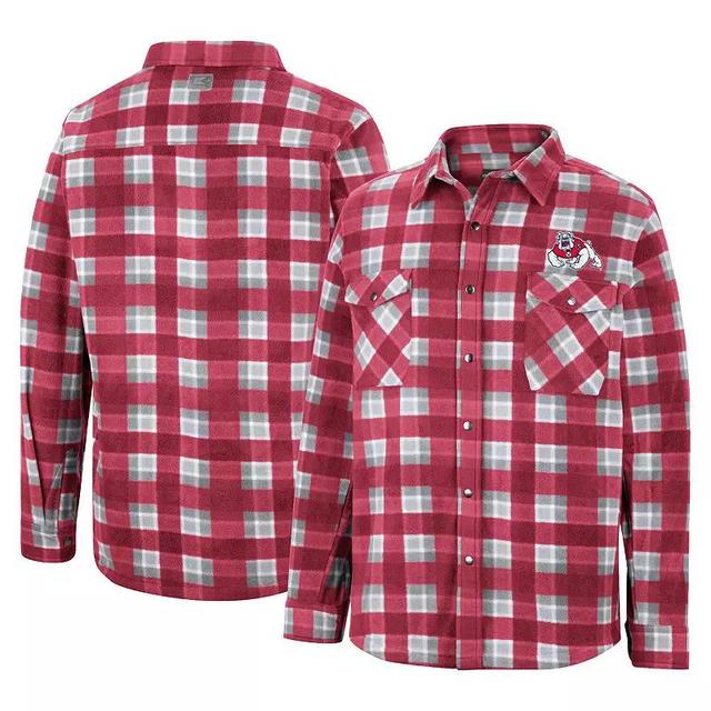 Mens Colosseum Red/White Fresno State Bulldogs Ellis Plaid Full-Snap Shirt Jacket Product Image