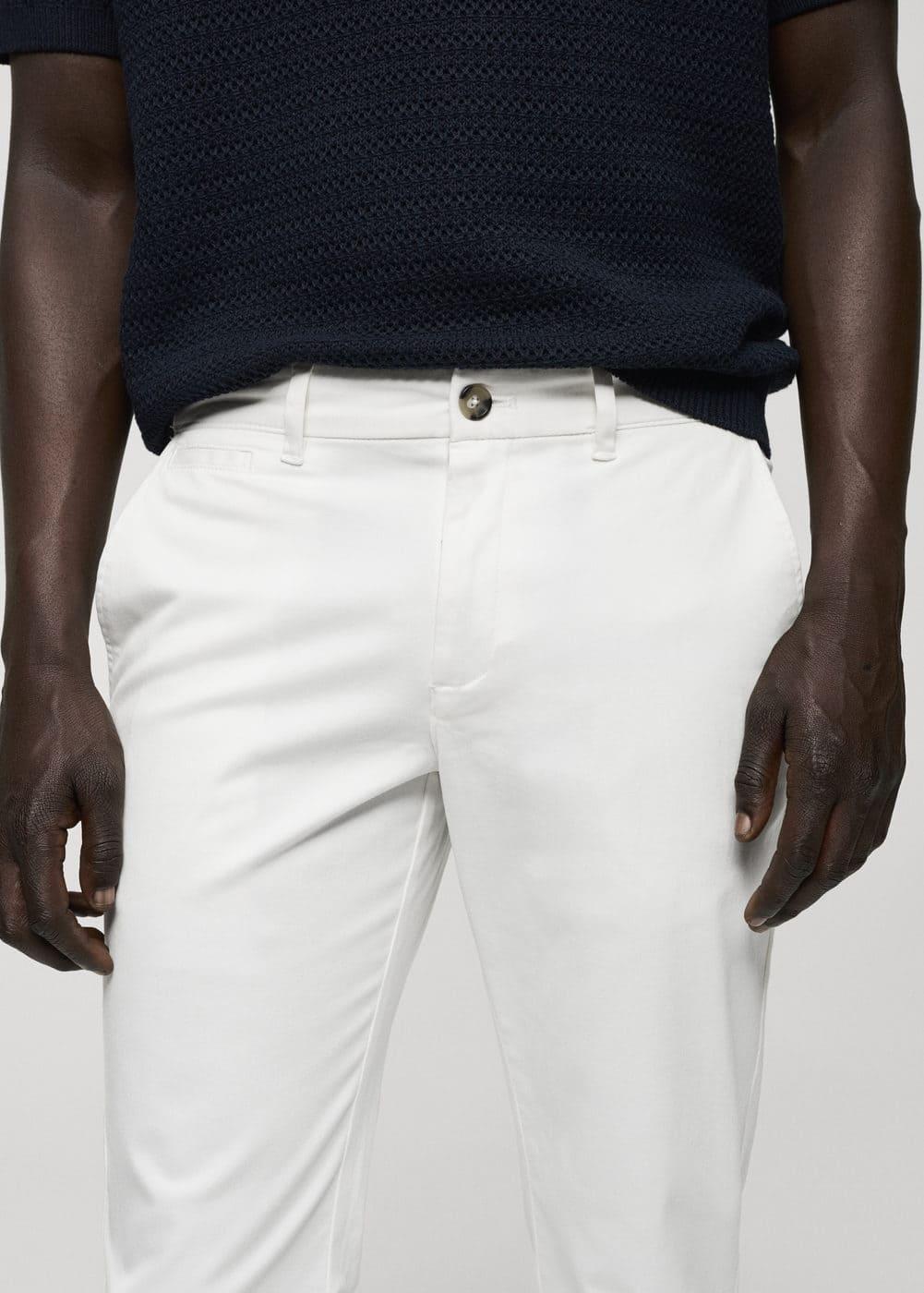 MANGO MAN - Cotton tapered crop pants whiteMen Product Image