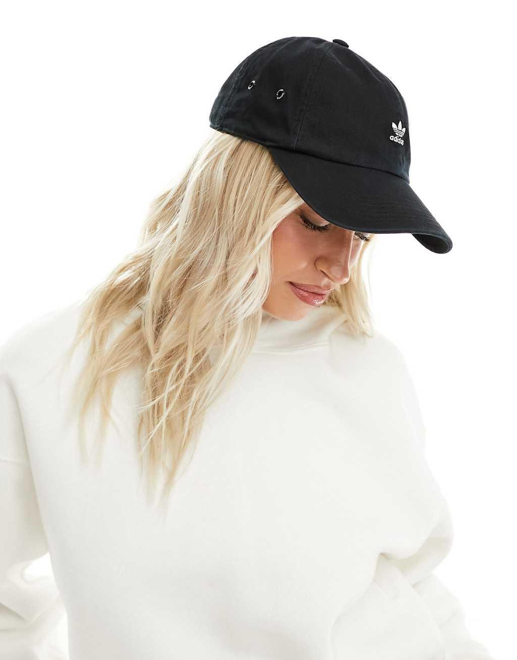 adidas Originals relaxed mini logo cap in black Product Image