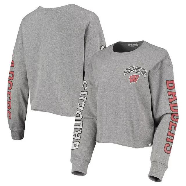 Womens 47 Heathered Gray Wisconsin Badgers Ultra Max Parkway Long Sleeve Cropped T-Shirt Product Image