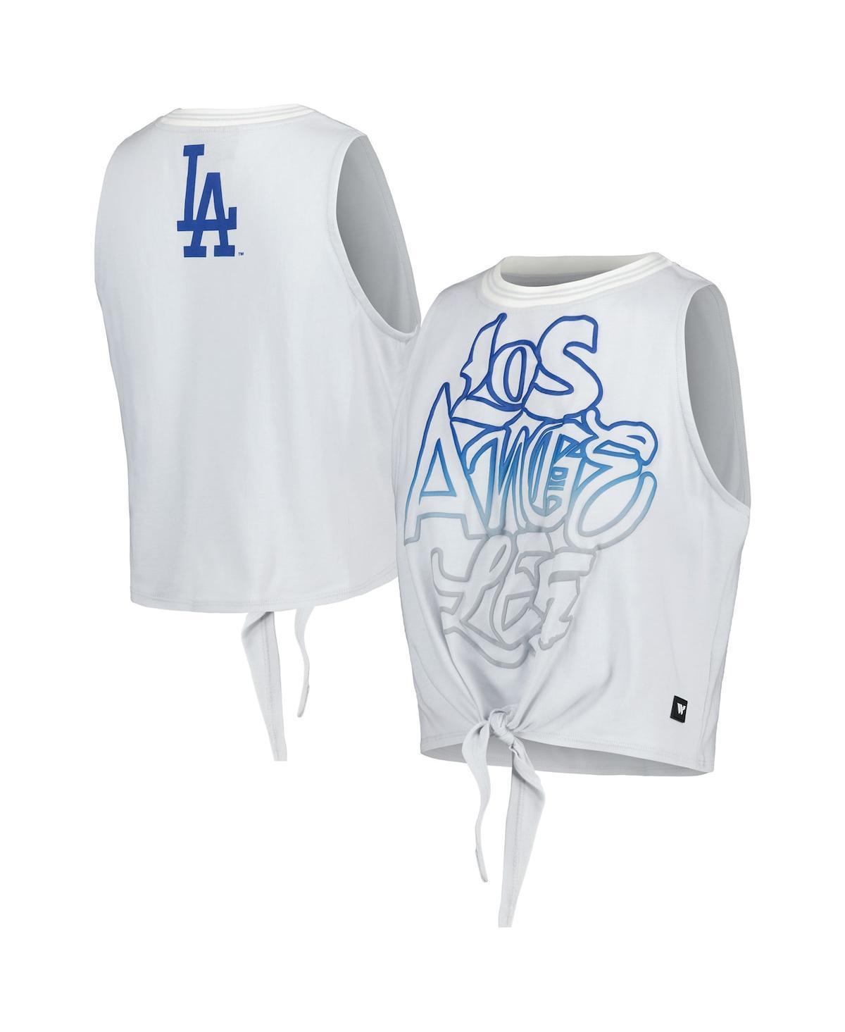 Womens The Wild Collective Gray Los Angeles Dodgers Twisted Tie Front Tank Top Product Image