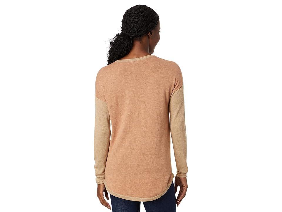 Smartwool Shadow Pine Color-Block Sweater (Almond Heather) Women's Clothing Product Image