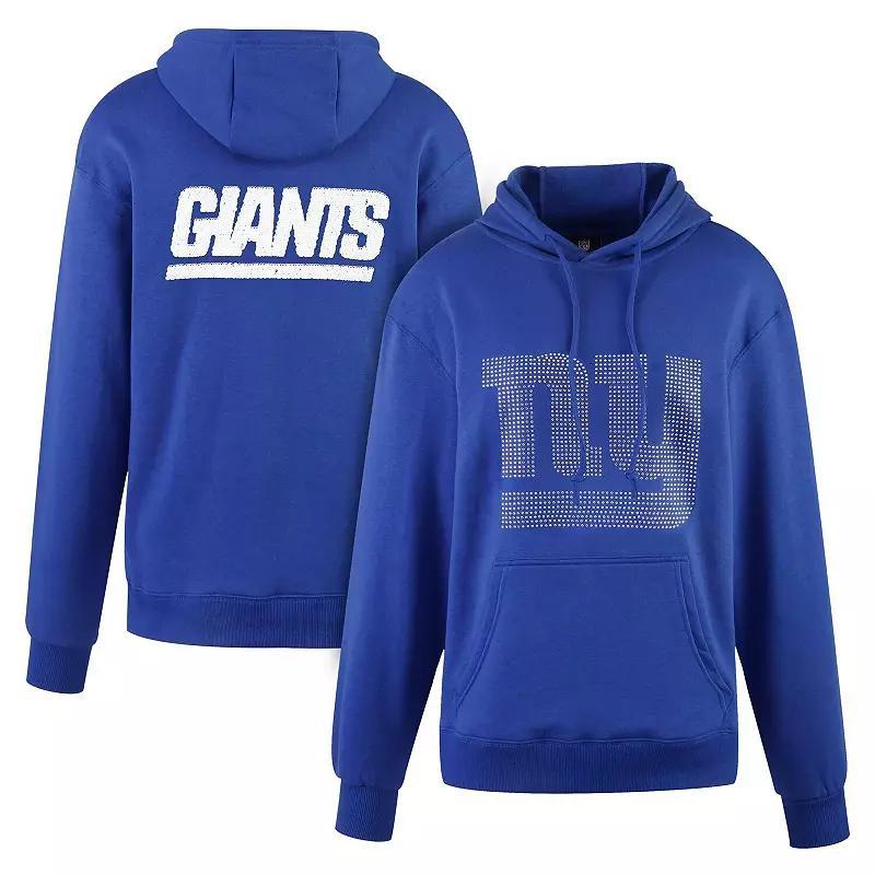 Womens Cuce Royal New York Giants Rhinestone Logo Wordmark Pullover Hoodie Product Image