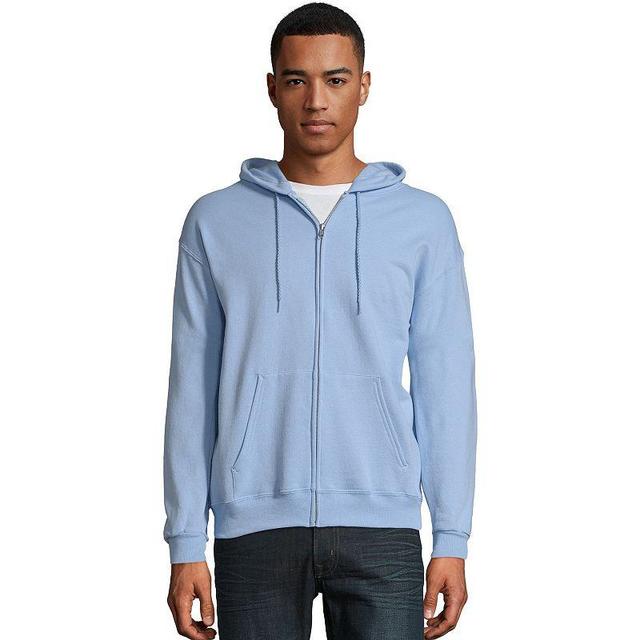 Mens Hanes EcoSmart Fleece Full-Zip Hooded Jacket Light Blue Product Image