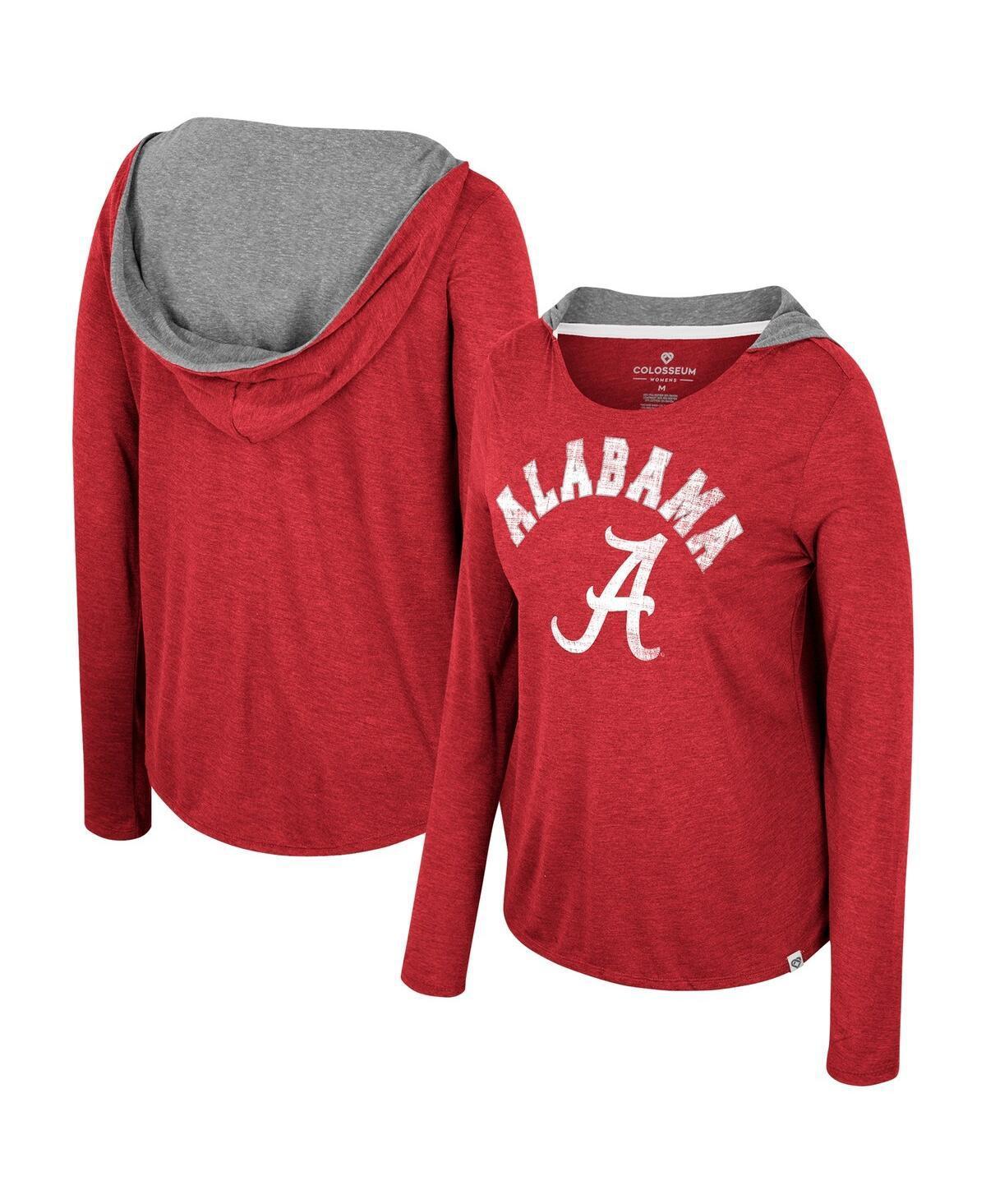 Womens Colosseum Crimson Alabama Crimson Tide Distressed Heather Long Sleeve Hoodie T-Shirt Product Image