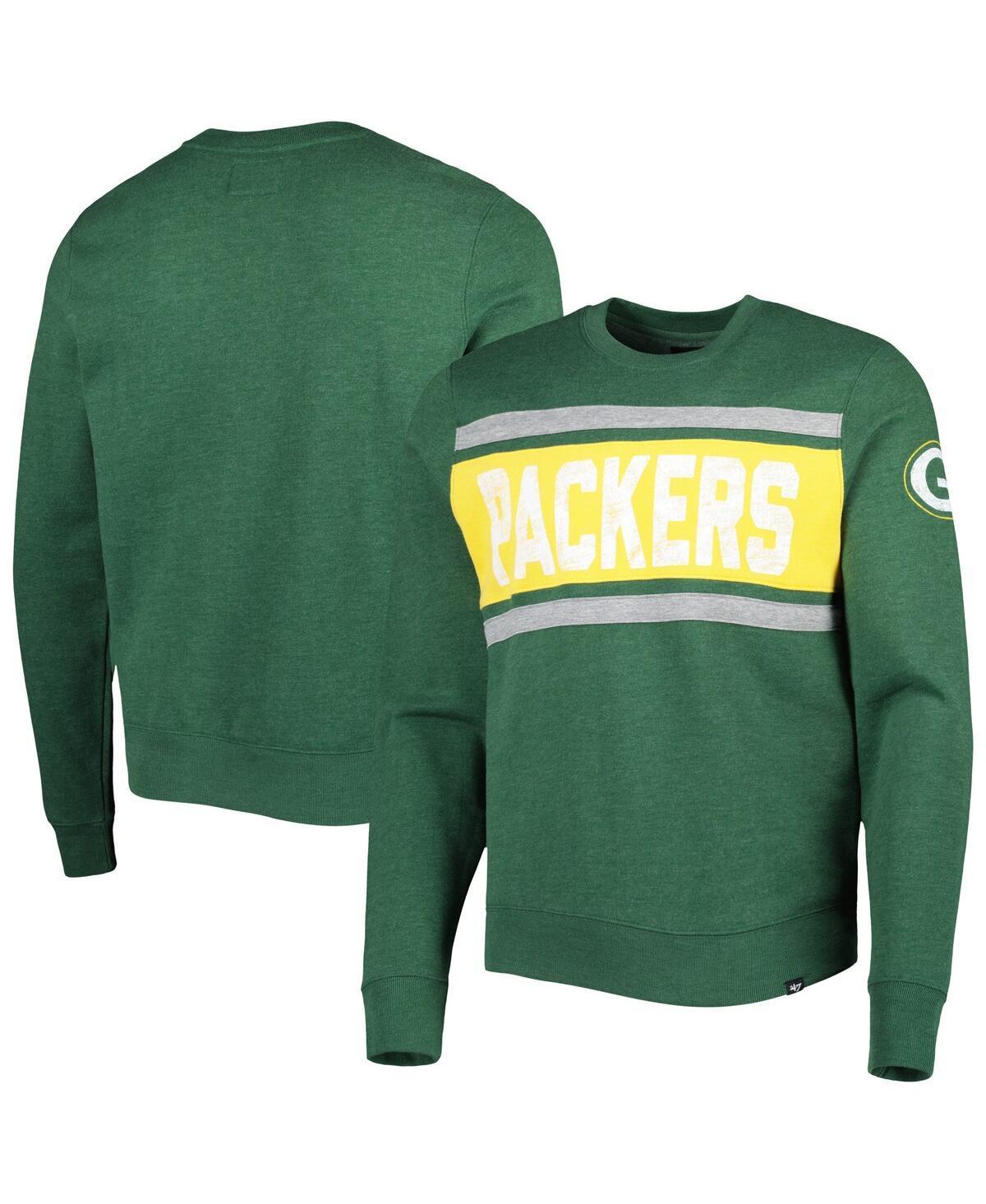 Mens 47 Brand Heathered Green Distressed Green Bay Packers Bypass Tribeca Pullover Sweatshirt Product Image