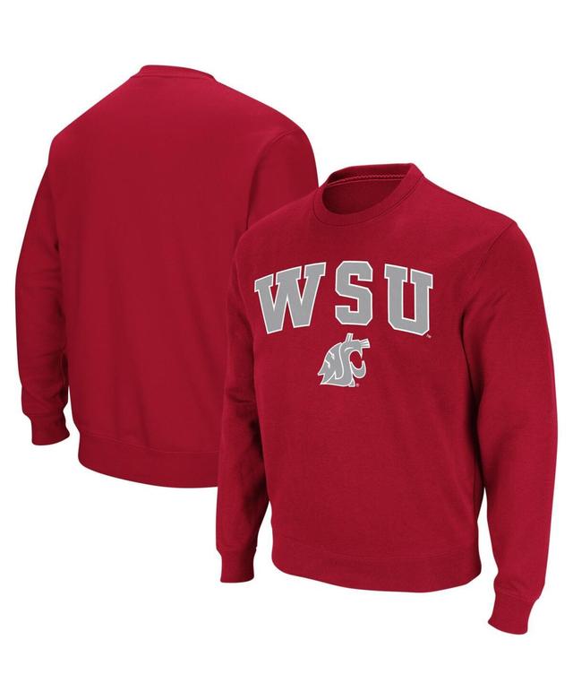 Mens Colosseum Crimson Washington State Cougars Arch & Logo Crew Neck Sweatshirt Product Image