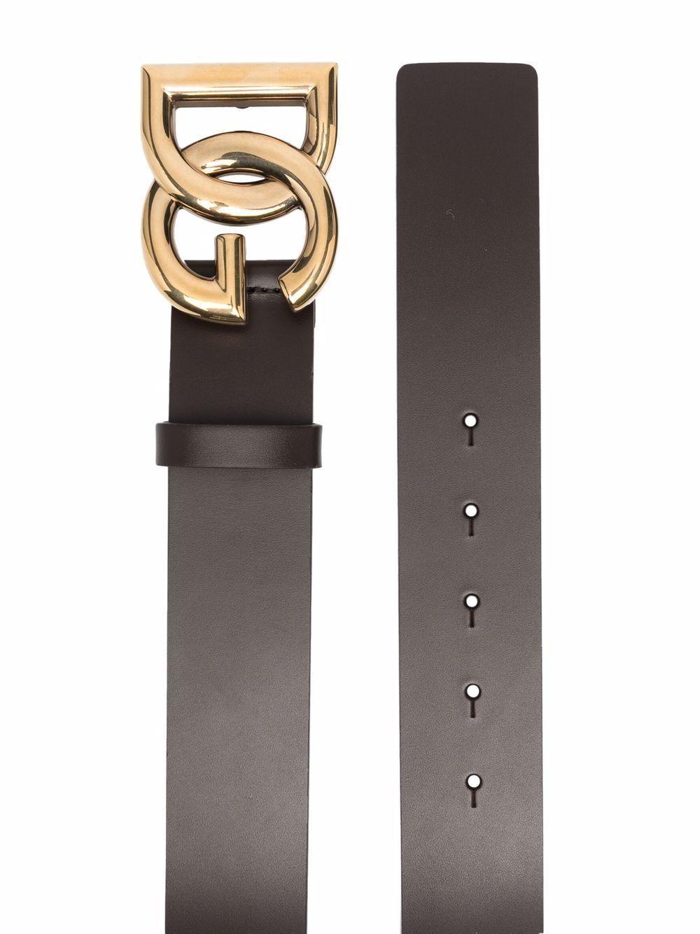 Leather Logo Belt In Brown,gold Product Image