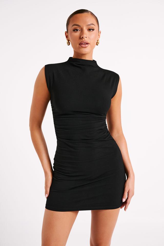 Melania High Neck Mini Dress - Black Product Image