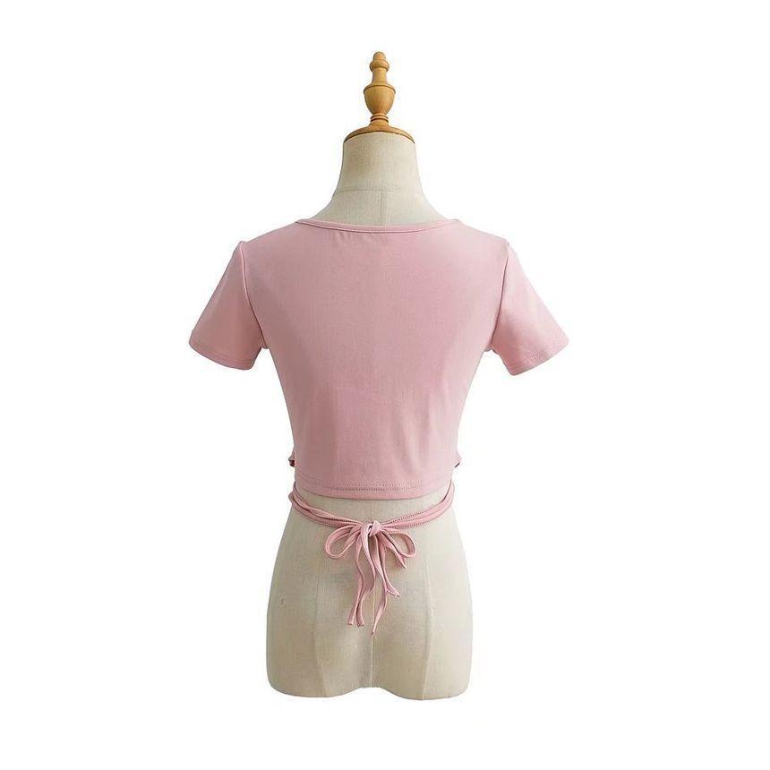 Short-Sleeve Label Cropped Top Product Image