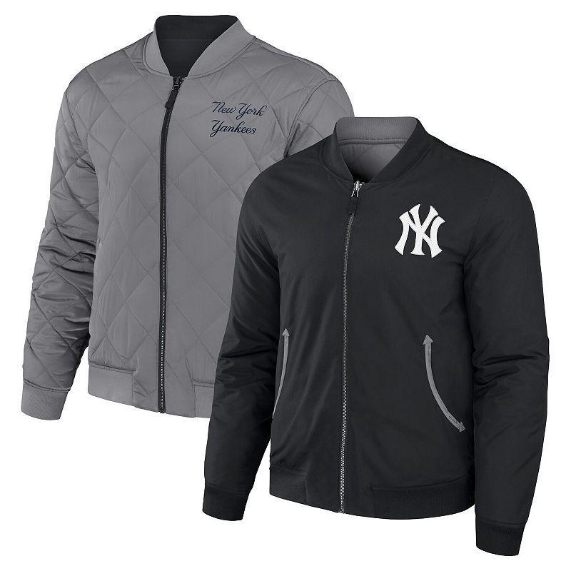 Mens Darius Rucker Collection by Fanatics /Gray New York Yankees Reversible Full-Zip Bomber Jacket Product Image