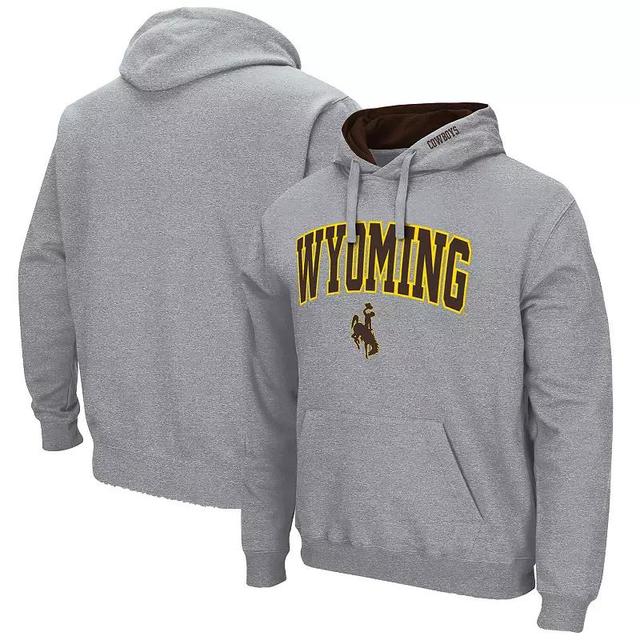 Mens Colosseum Heathered Gray Wyoming Cowboys Arch and Logo Pullover Hoodie Product Image