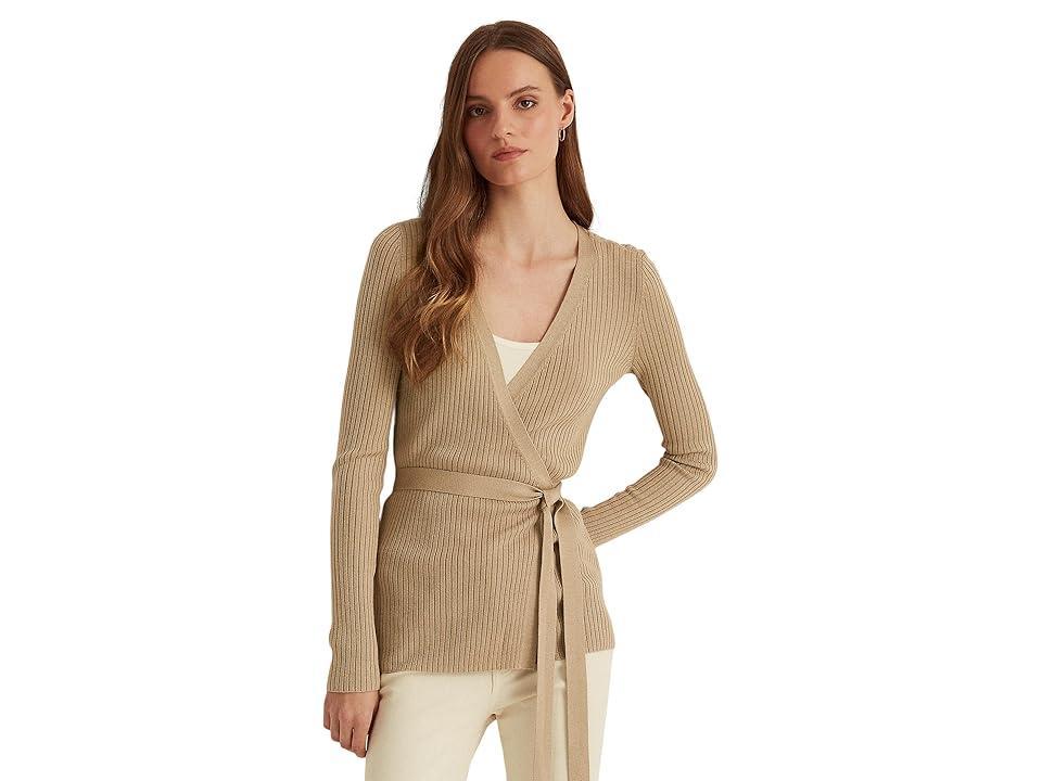 Lauren Ralph Lauren Silk-Blend Belted Cardigan (Birch Tan) Women's Sweater product image