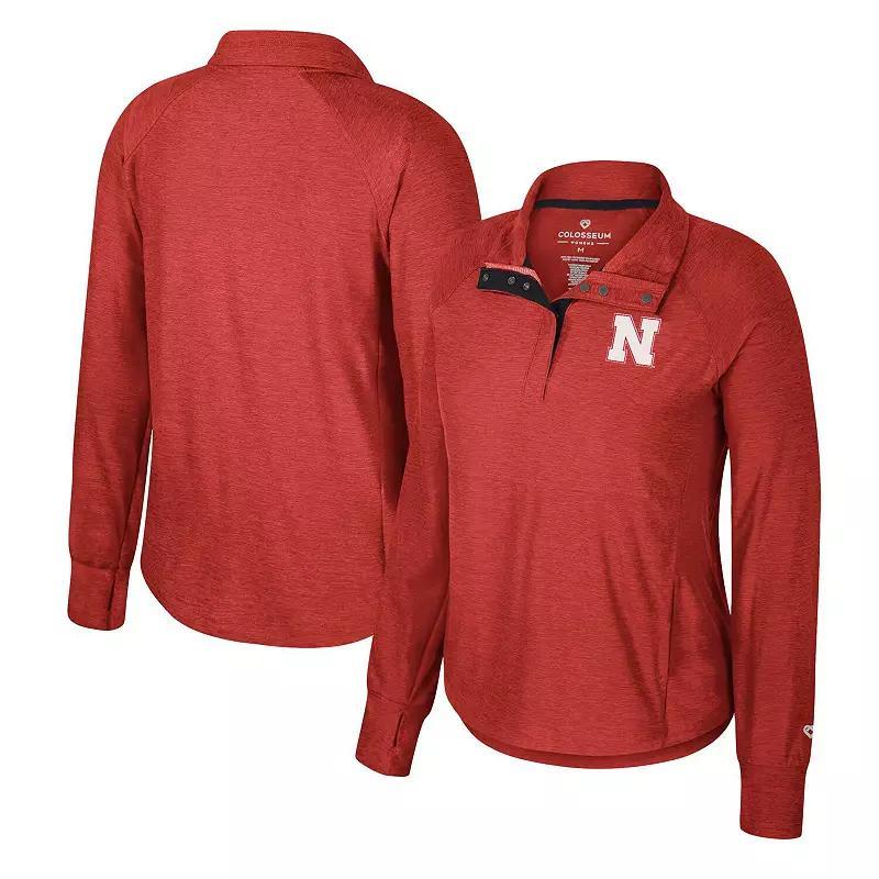 Womens Colosseum Scarlet Nebraska Huskers Cressida Raglan Half-Snap Top Product Image