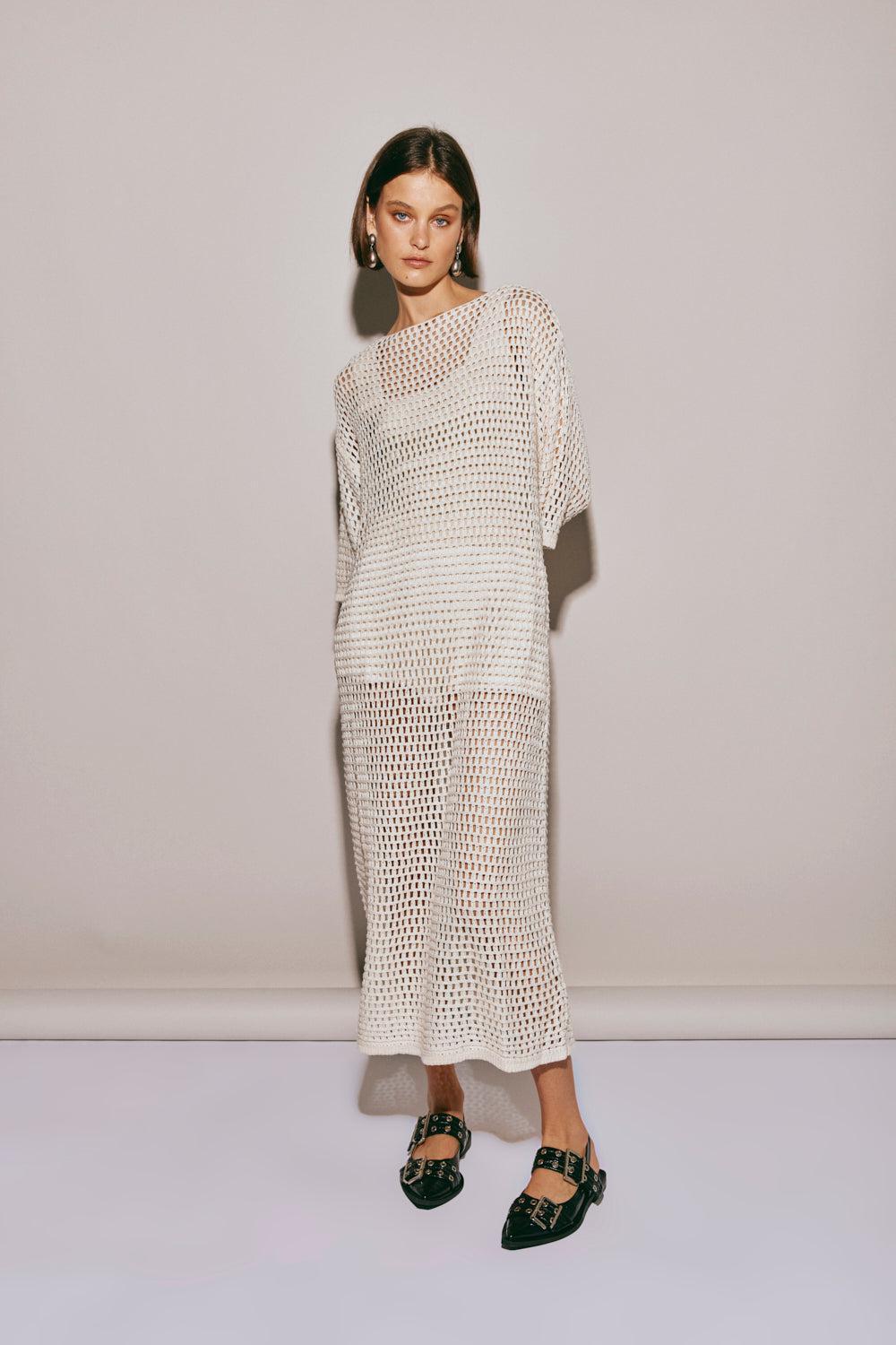 Cora Knit Midi Dress Cream Product Image