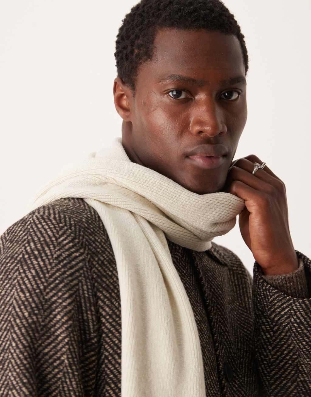 ASOS DESIGN knit scarf in cream Product Image