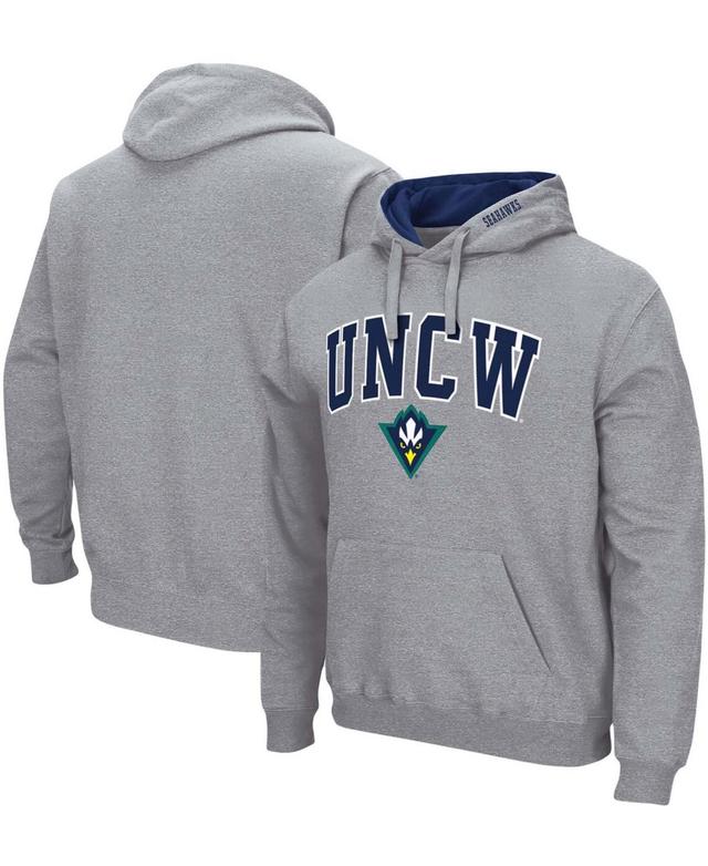 Mens Heather Gray Unc Wilmington Seahawks Arch and Logo Pullover Hoodie Product Image