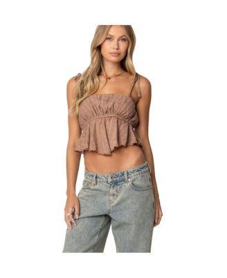 Edikted Womens Rylie Textured Chiffon Flare Top Product Image