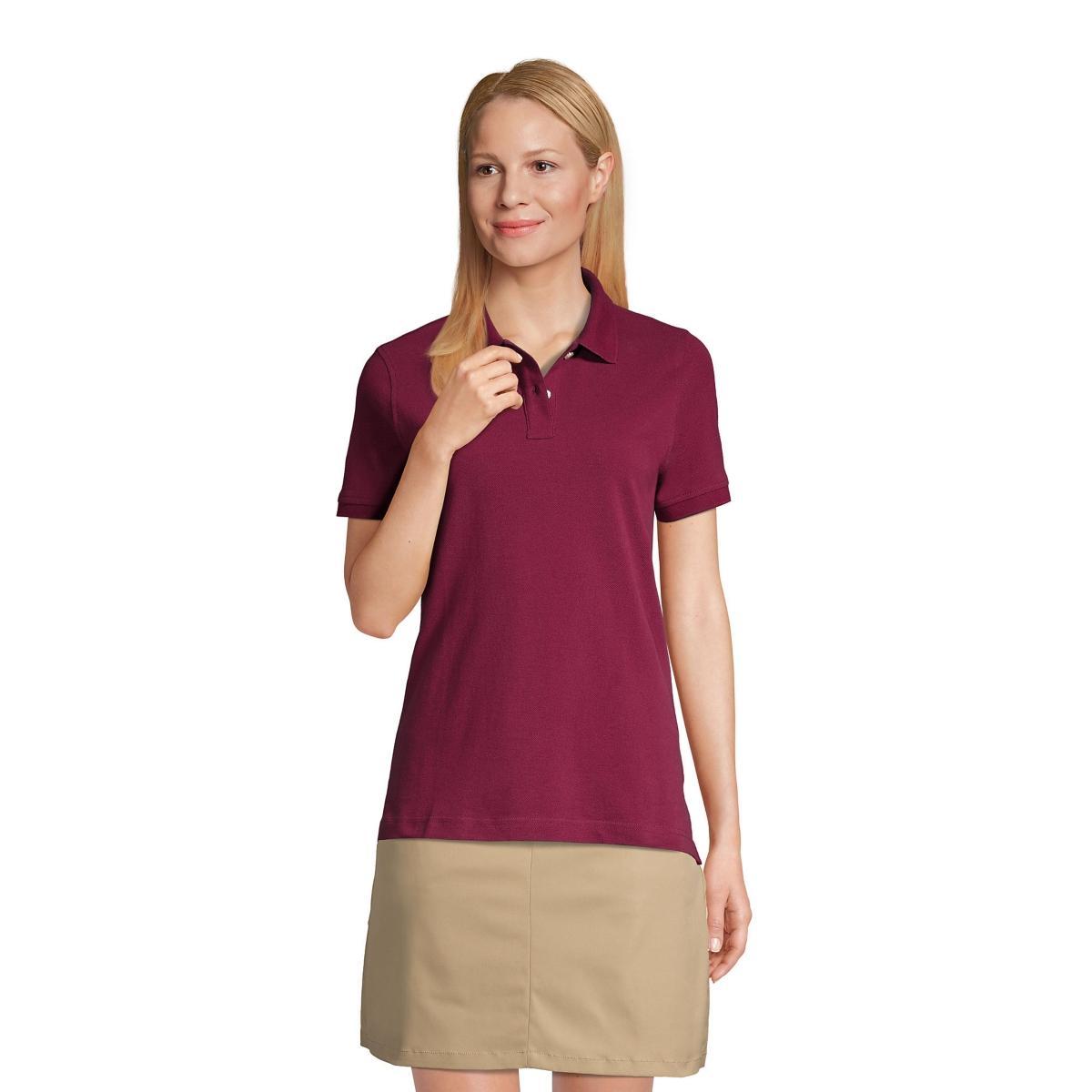 Lands End School Uniform Womens Tall Short Sleeve Mesh Polo Shirt Product Image