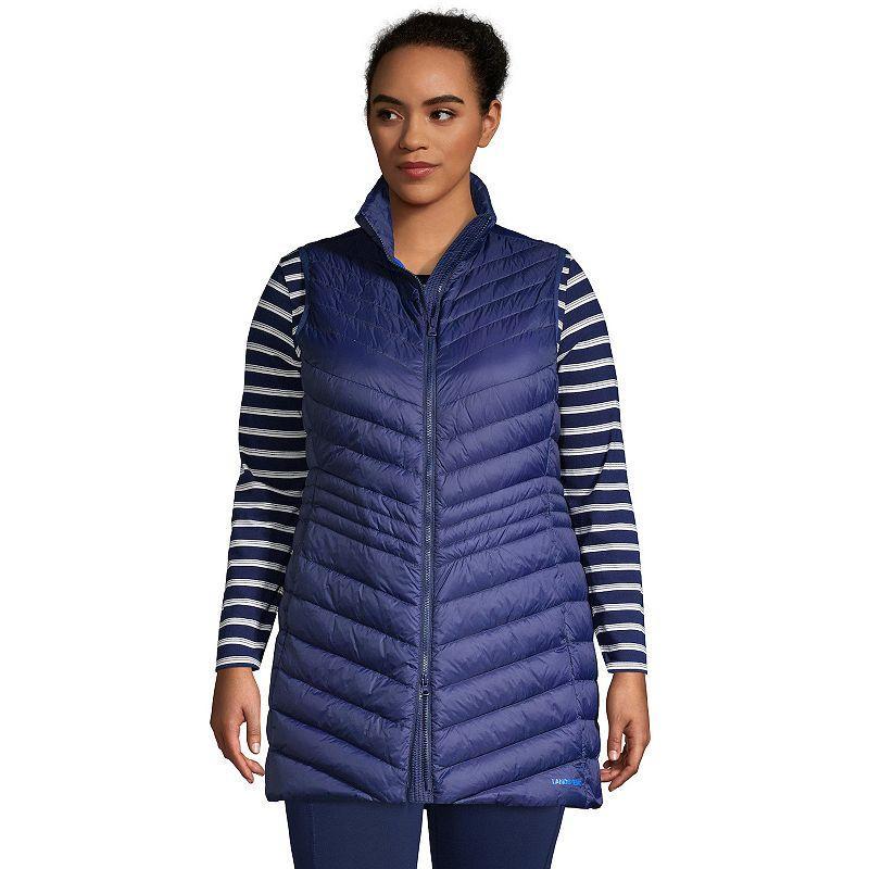 Plus Size Lands End Wanderweight Ultralight Packable Down Vest, Womens Deep Blue Product Image