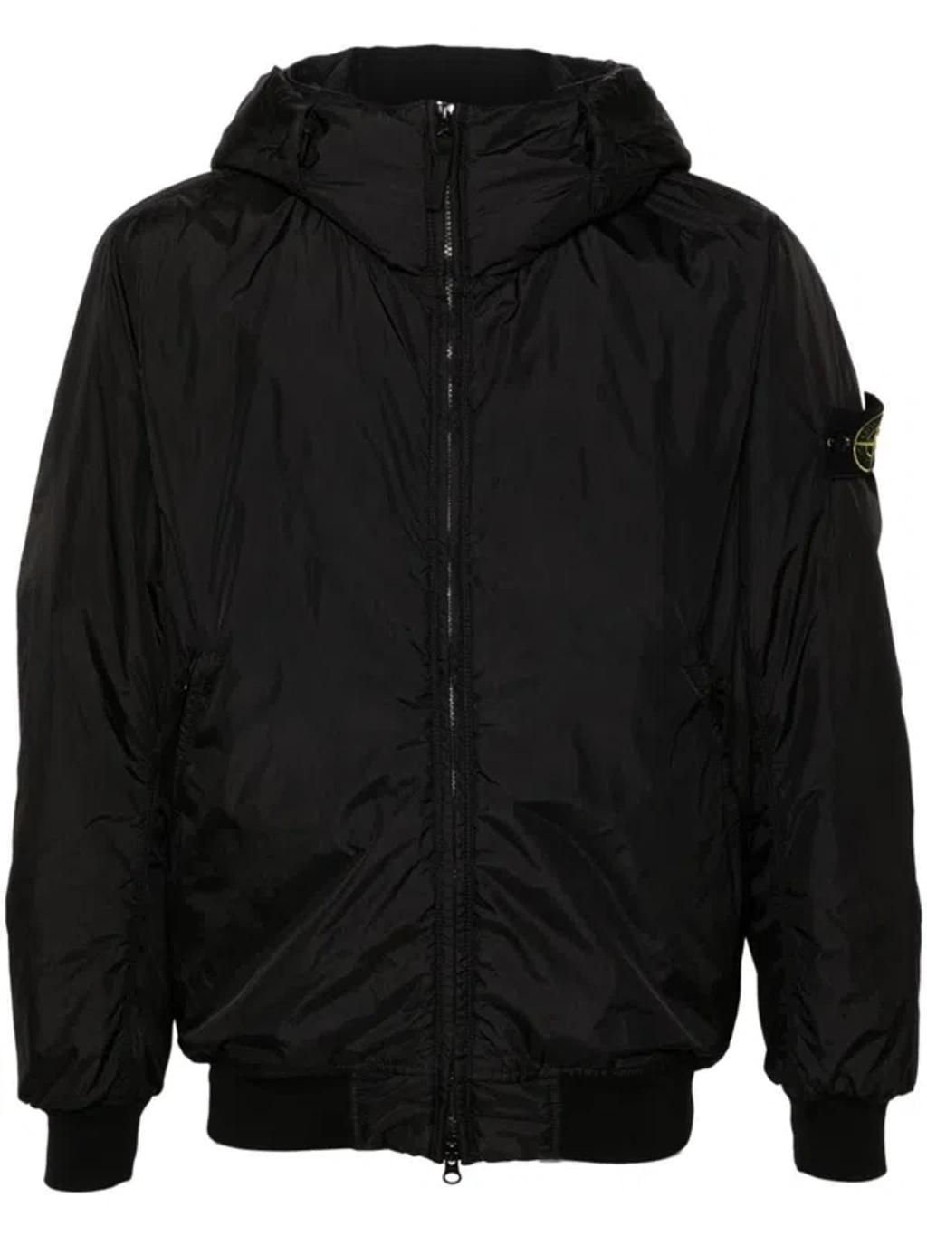 STONE ISLAND Compass-badge Hooded Windbreaker In Black Product Image