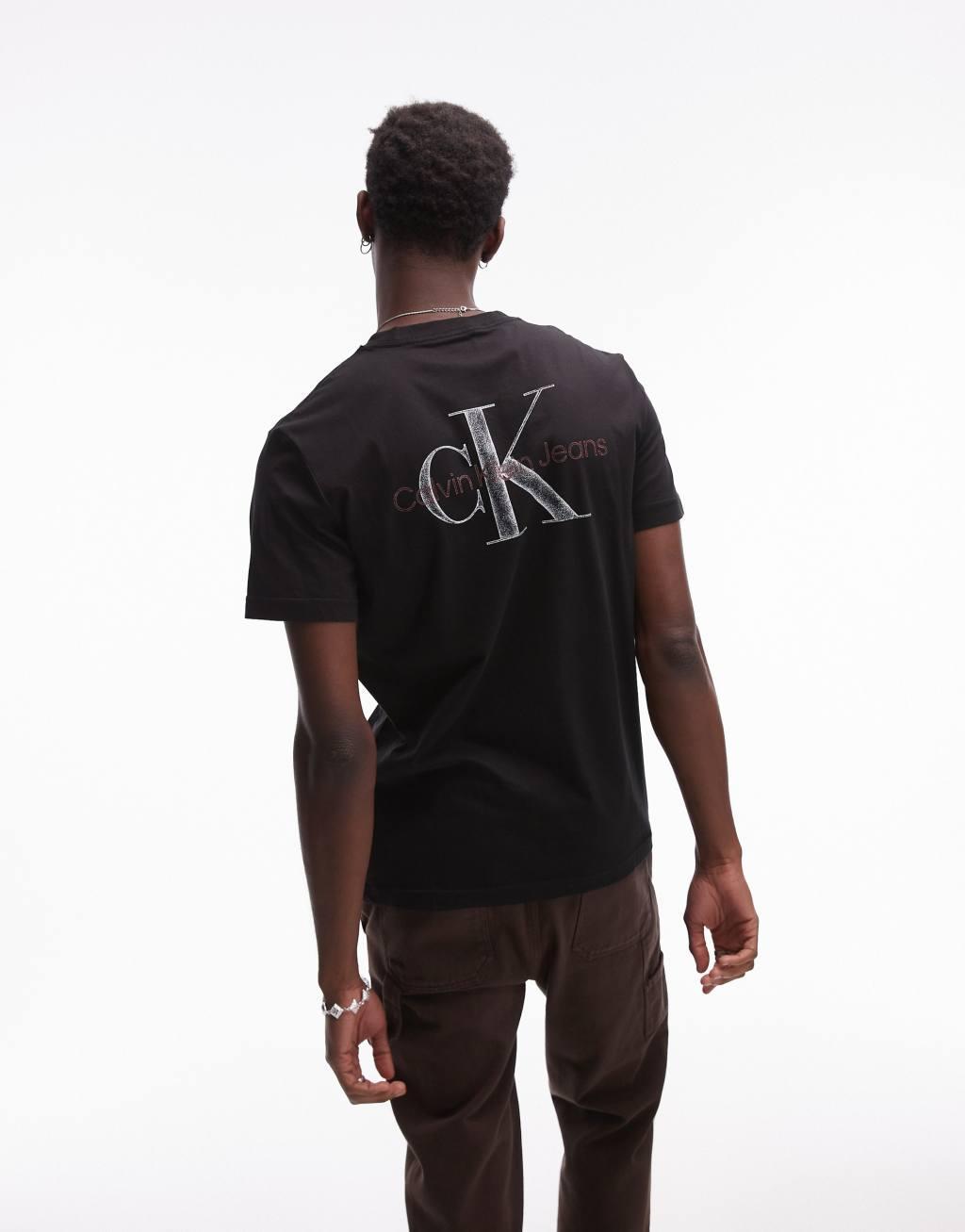 Calvin Klein Jeans monologo backprint T-shirt in black Product Image