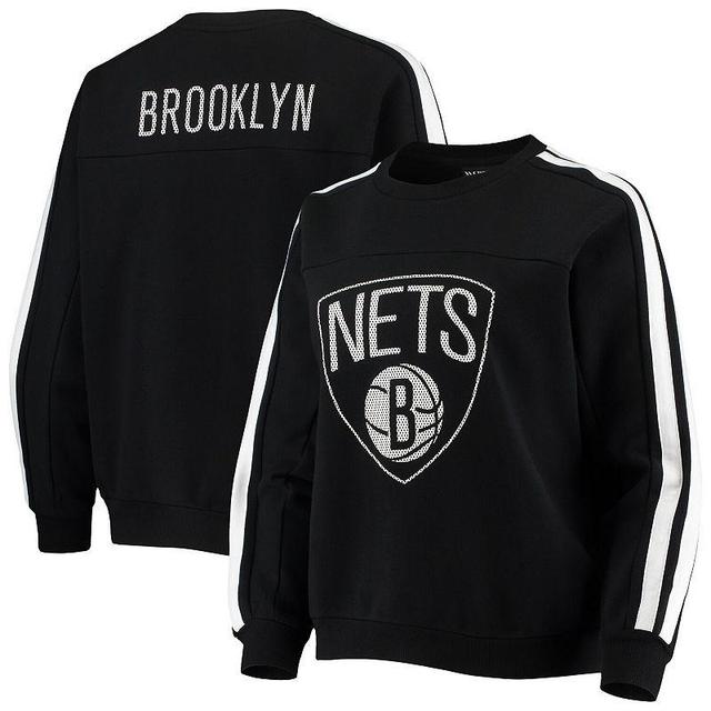 Womens The Wild Collective Brooklyn Nets Perforated Logo Pullover Sweatshirt Product Image