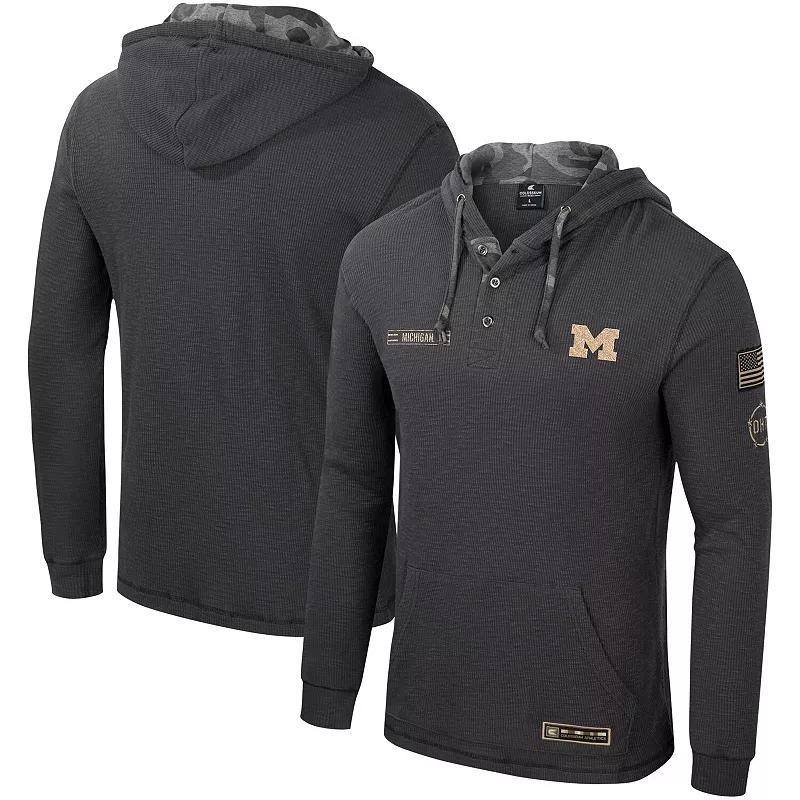 Mens Colosseum Charcoal Michigan Wolverines OHT Military Appreciation Henley Pullover Hoodie Product Image