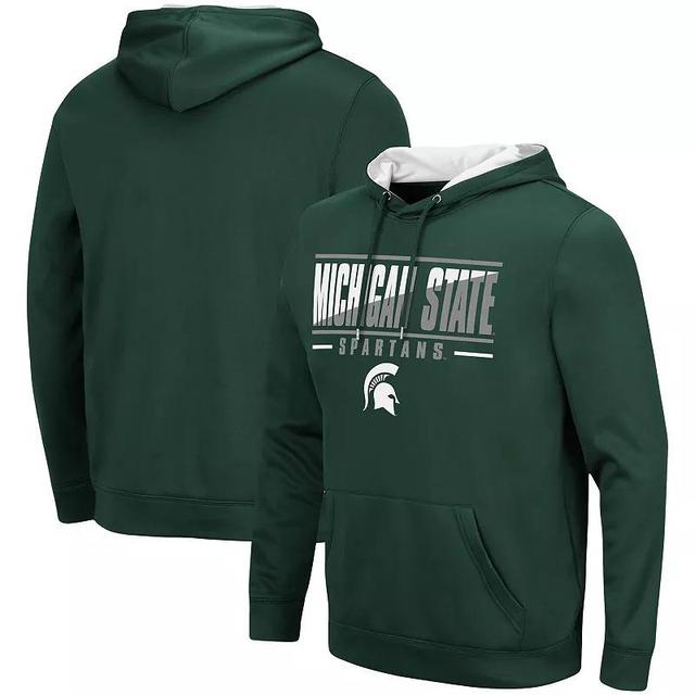 Mens Colosseum Green Michigan State Spartans Slash Stack 2.0 Pullover Hoodie Product Image