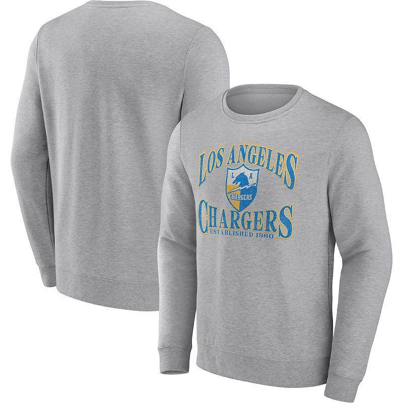 Mens Fanatics Heather Charcoal Los Angeles Chargers Playability Pullover Sweatshirt Product Image