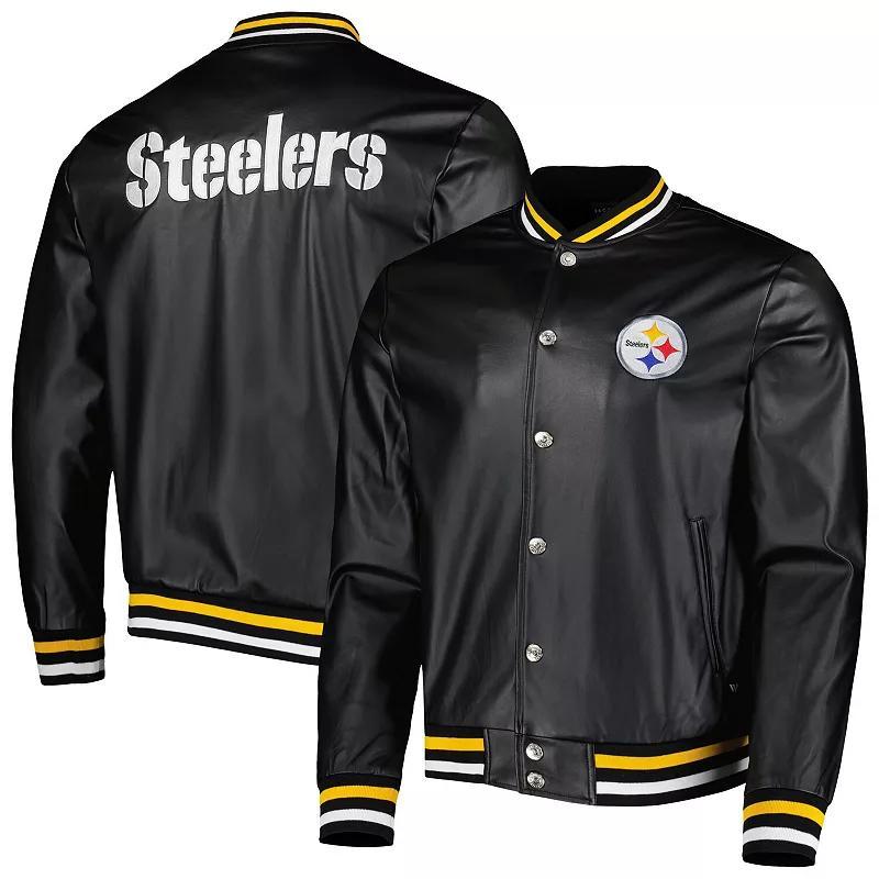 Mens The Wild Collective Pittsburgh Steelers Metallic Bomber Full-Snap Jacket Product Image