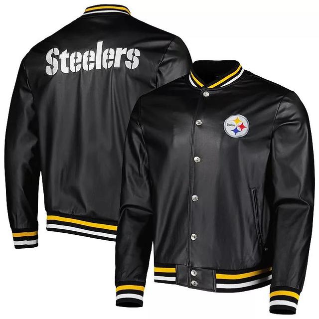 Mens The Wild Collective Black Pittsburgh Steelers Metallic Bomber Full-Snap Jacket Product Image