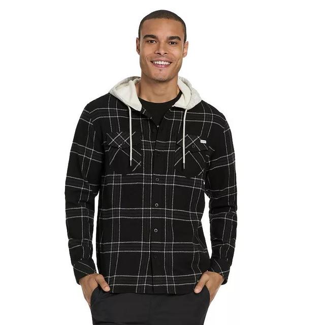 Mens Hurley Hooded Button-Up Flannel Shirt Product Image