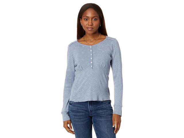 Lucky Brand Mix Matched Printed Henley (Indigo Multi) Women's Blouse Product Image