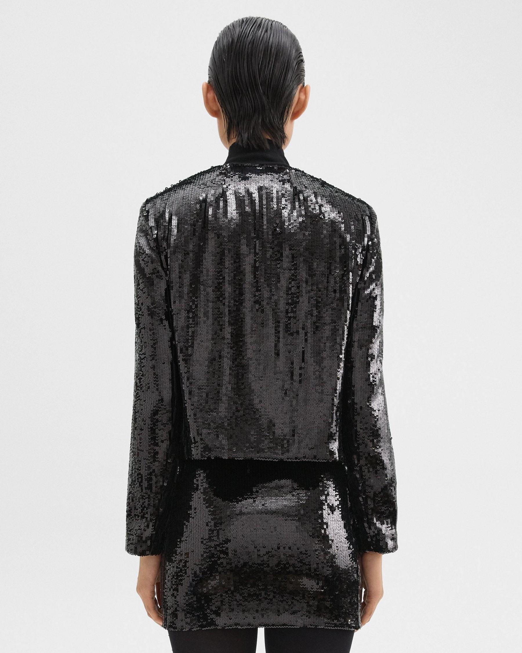 Cropped Jacket in Recycled Sequins Product Image