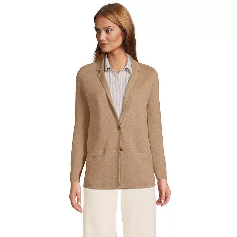 Lands End Womens Fine Gauge Cotton Button Front Blazer Sweater Product Image