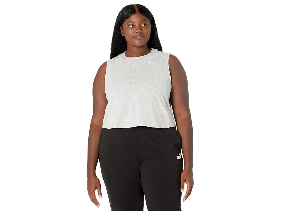 PUMA Plus Size Train Cropped Logo Muscle Tank (Light Heather) Women's Clothing Product Image