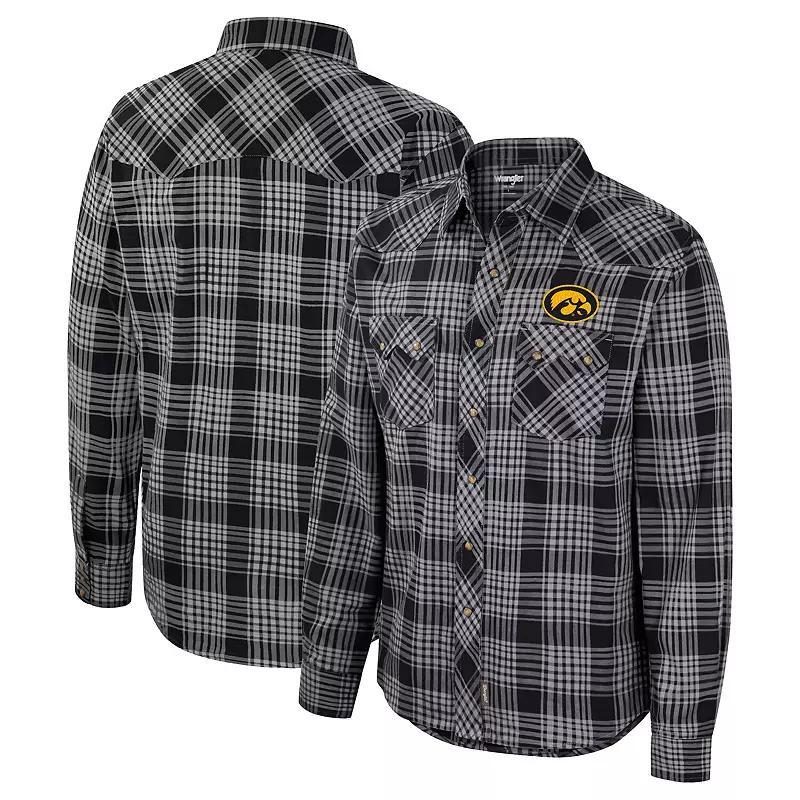 Mens Colosseum x Wrangler Iowa Hawkeyes Plaid Western Long Sleeve Snap-Up Shirt Product Image