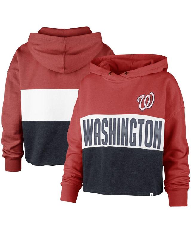 Womens 47 Heathered /Heathered Navy Washington Nationals Lizzy Cropped Pullover Hoodie Product Image