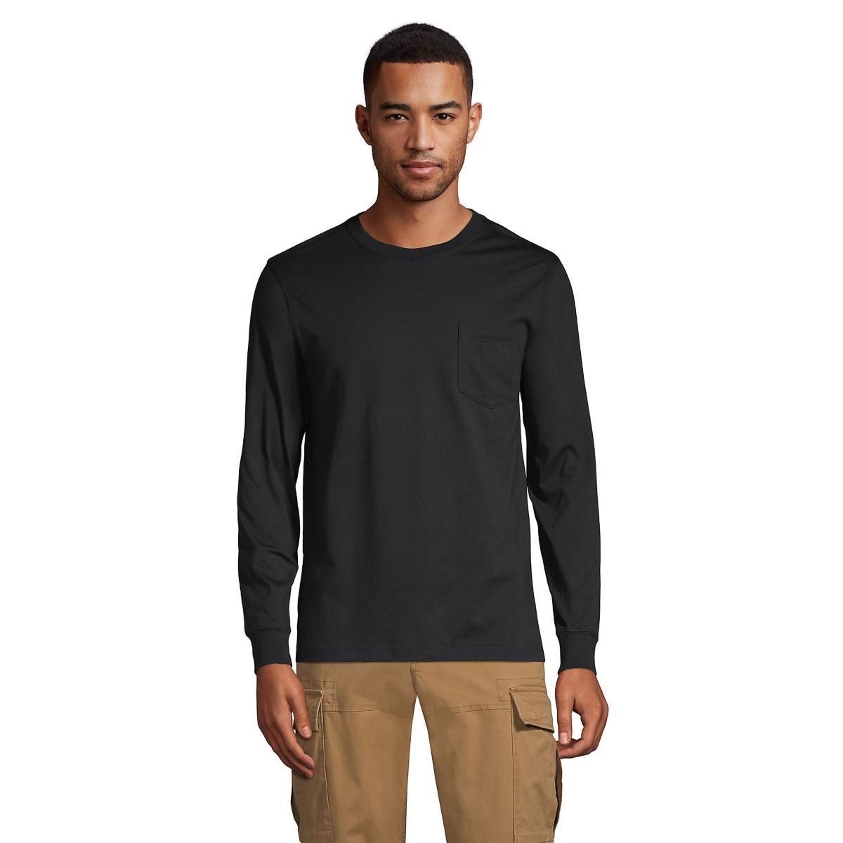 Lands End Mens Super-t Long Sleeve T-Shirt with Pocket Product Image