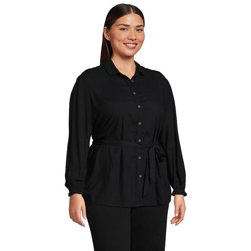 Plus Size Lands End Womens Tie Waist Shirt Product Image